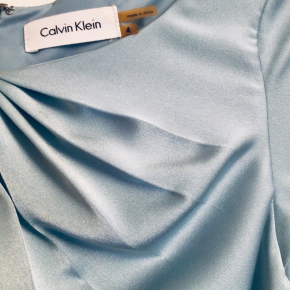 Satin Blue Seafoam Calvin Klein Formal/Cocktail Dress - Picture 5 of 8